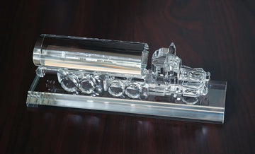 crystal oil truck award , crystal truck award, crystal transportation award, custom truck award, UPS award, FEDEX award , DHL Award, employee award